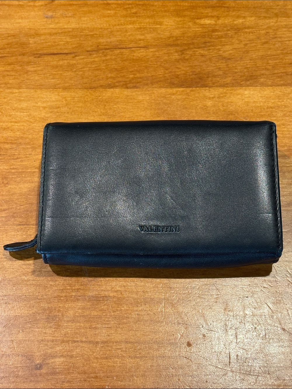 VALENTINI VERA PELLE Women’s Black Leather Wallet Cash Cards Coin Made in Italy